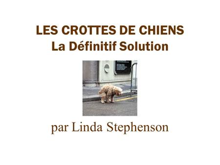 LES CROTTES DE CHIENS La Définitif Solution par Linda Stephenson.
