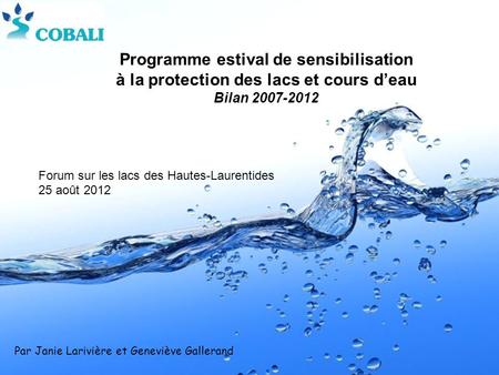 Programme estival de sensibilisation