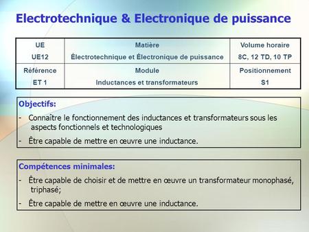 Electrotechnique & Electronique de puissance