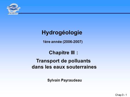 Transport de polluants dans les eaux souterraines