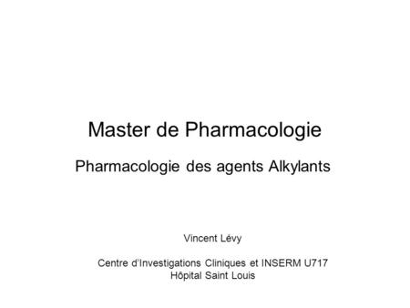 Master de Pharmacologie