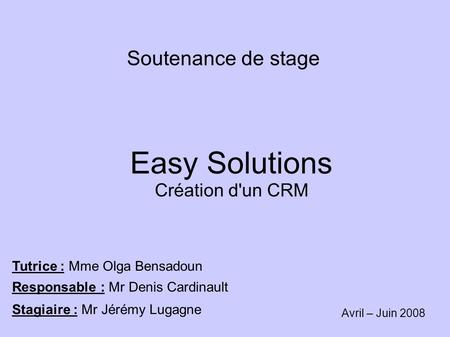 Easy Solutions Création d'un CRM