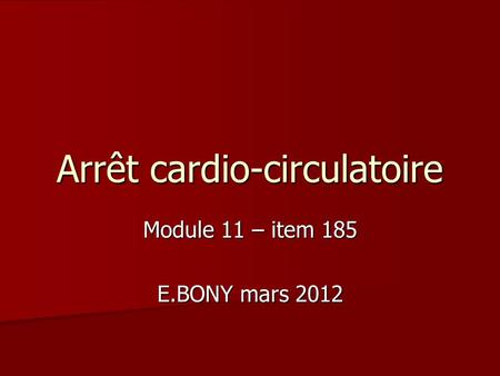 Arrêt cardio-circulatoire