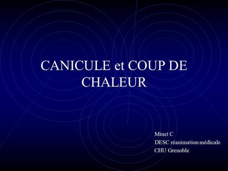 CANICULE et COUP DE CHALEUR