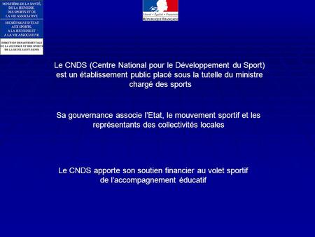 Le CNDS (Centre National pour le Développement du Sport)