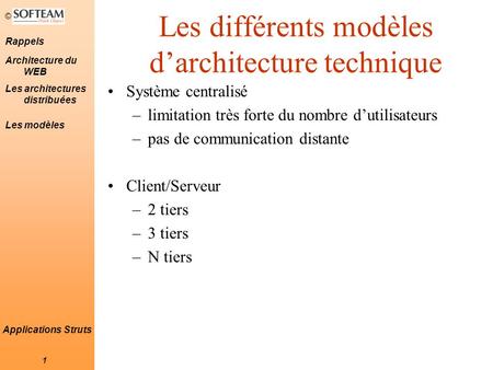 Les différents modèles d’architecture technique