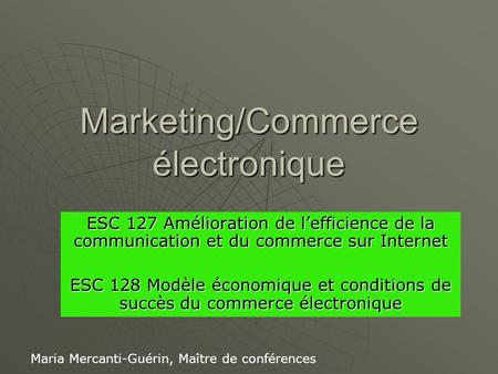 Marketing/Commerce électronique