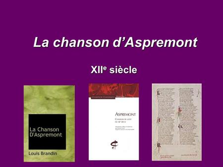 La chanson d’Aspremont