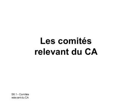 S6.1 - Comités relevant du CA Les comités relevant du CA.