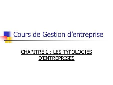 Cours de Gestion d’entreprise