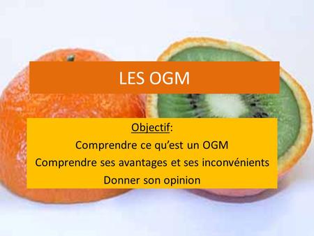 LES OGM Objectif: Comprendre ce qu’est un OGM