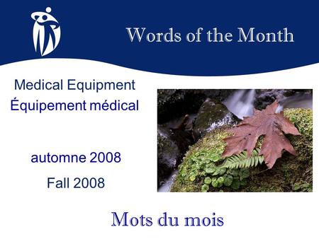 Words of the Month automne 2008 Fall 2008 Mots du mois Medical Equipment Équipement médical.