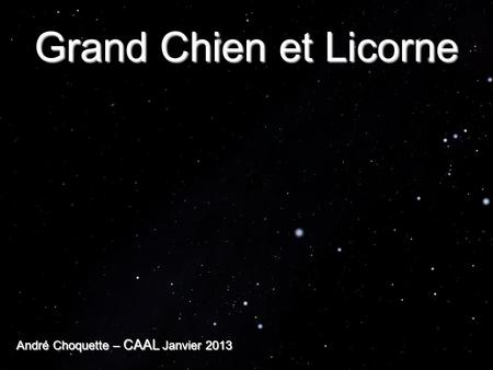 Grand Chien et Licorne André Choquette – CAAL Janvier 2013.