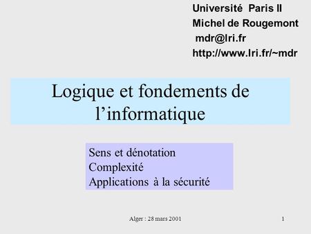 Logique et fondements de l’informatique