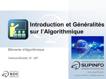 Introduction et Généralités sur l’Algorithmique