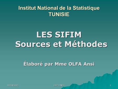 Institut National de la Statistique TUNISIE