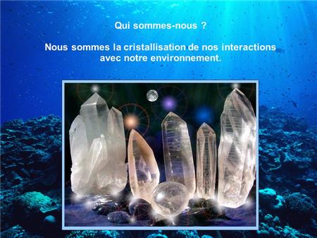 Qui sommes-nous ? Nous sommes la cristallisation de nos interactions avec notre environnement.