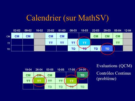 Calendrier (sur MathSV)