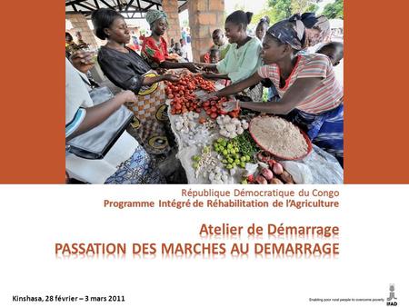 République Démocratique du Congo Programme Intégré de Réhabilitation de l’Agriculture Kinshasa, 28 février – 3 mars 2011.