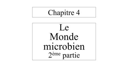 Chapitre 4 Le Monde microbien 2ème partie titre.