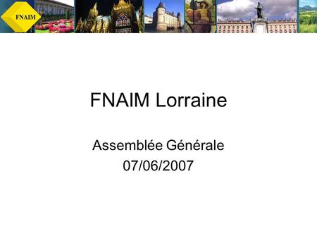 FNAIM Lorraine Assemblée Générale 07/06/2007. Introduction Les informations nationales.