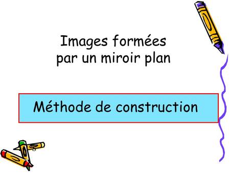 Images formées par un miroir plan Méthode de construction