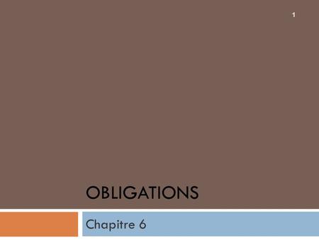 OBLIGATIONS Chapitre 6.