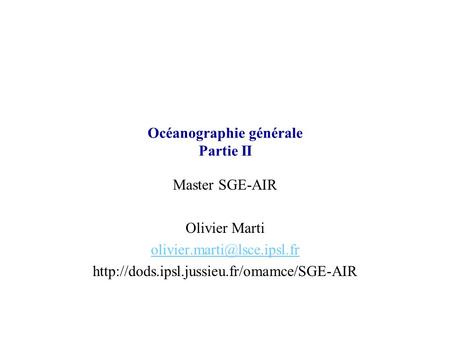 Océanographie générale Partie II