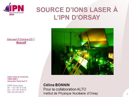 source d’ions Laser à l’IPN d’orsay