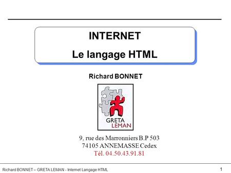 INTERNET Le langage HTML