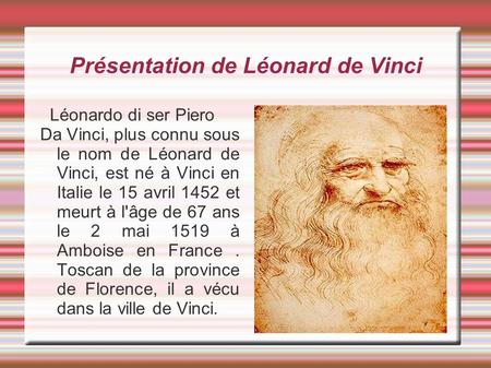 Présentation de Léonard de Vinci