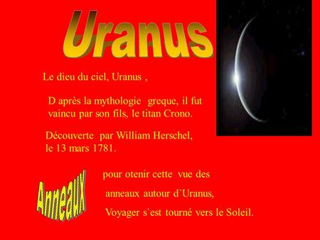 Uranus Anneaux Le dieu du ciel, Uranus ,