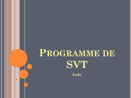 Programme de SVT 2nde.