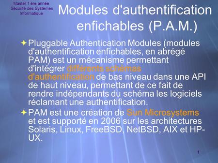 Modules d'authentification enfichables (P.A.M.)