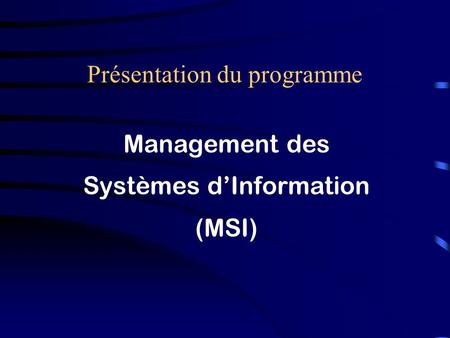 Présentation du programme Management des Systèmes d’Information (MSI)