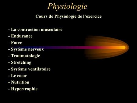 Cours de Physiologie de l’exercice