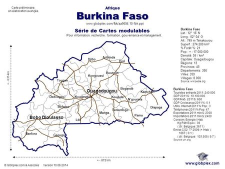Burkina Faso Série de Cartes modulables Ouagadougou Bobo Dioulasso