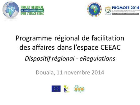 Programme régional de facilitation des affaires dans l’espace CEEAC Dispositif régional - eRegulations Douala, 11 novembre 2014.