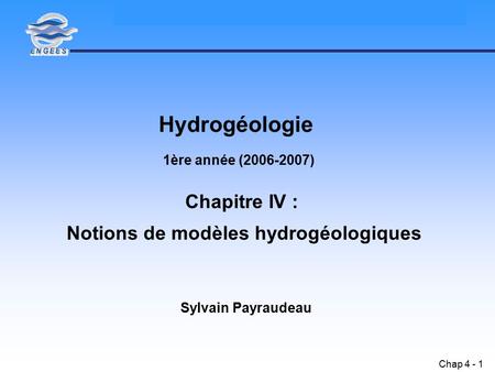 Notions de modèles hydrogéologiques
