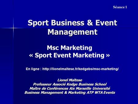 Sport Business & Event Management
