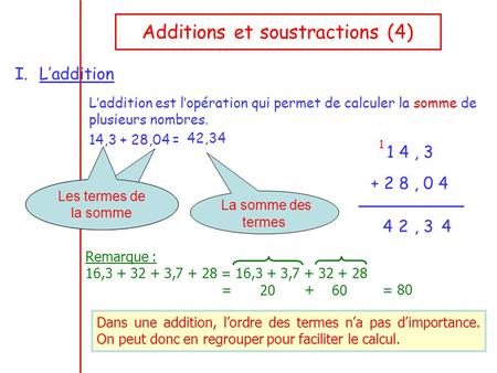 Additions et soustractions (4)