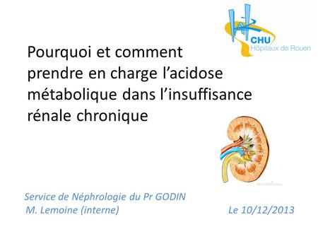 Service de Néphrologie du Pr GODIN M. Lemoine (interne) Le 10/12/2013