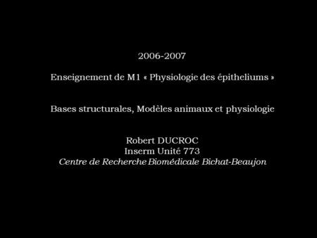Enseignement de M1 « Physiologie des épitheliums »
