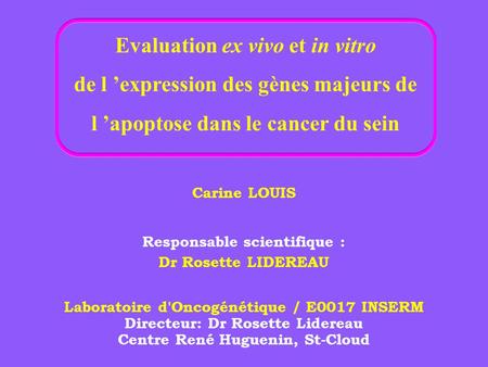 Evaluation ex vivo et in vitro