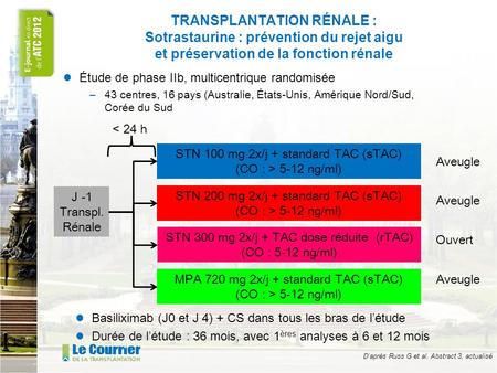 TRANSPLANTATION RÉNALE : Sotrastaurine : prévention du rejet aigu et préservation de la fonction rénale Étude de phase IIb, multicentrique randomisée –43.