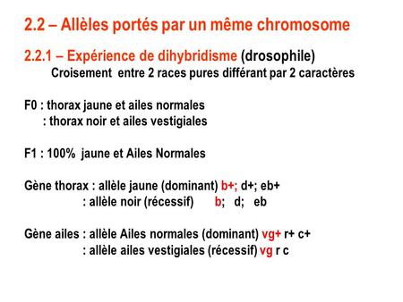 2.2 – Allèles portés par un même chromosome