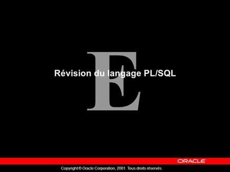 Révision du langage PL/SQL