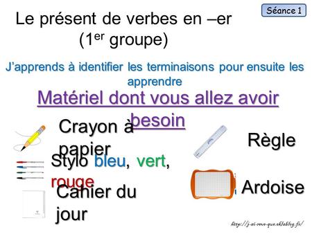 Le présent de verbes en –er (1er groupe)