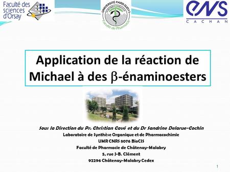 Application de la réaction de Michael à des b-énaminoesters