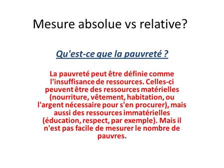 Mesure absolue vs relative?